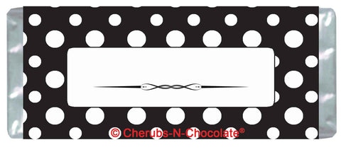Multi-Purpose Black & White Polka Dot Candy Bar Wrapper - Sweet Overtures