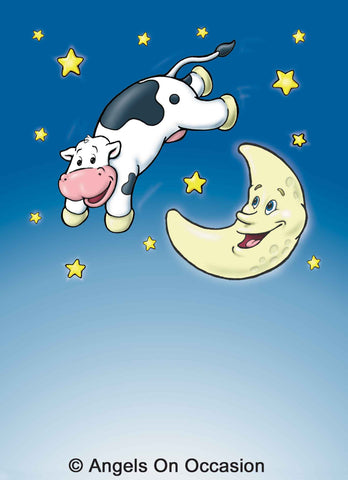Cow over the Moon Announcement for Baby Showers, Announcements or Child's Birthday - Sweet Overtures
