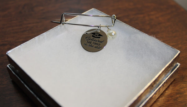 SHE BELIEVED SHE COULD SO SHE DID Inspirational Hand Stamped Bracelet - Sweet Overtures